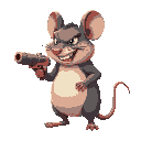 fat angry mouse whit a cheese gun