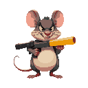 fat angry mouse whit a cheese gun