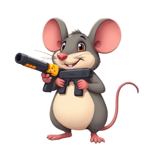 fat mouse whit a cheese gun