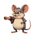 fat angry mouse whit a cheese gun