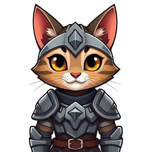 cat wearing armor
