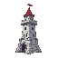 a medieval tower, transparant background, clear shape, thick outline
