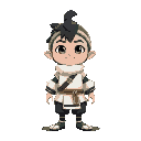 a ninga with white and black clothes