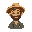 a farmer, straw hat, pitchfork, smiling