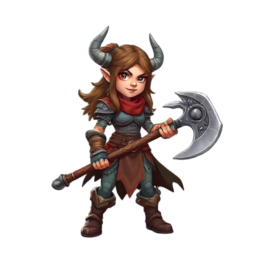 a female orc warrior with great axe