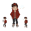 young adult character with a red backpack and blue jacket, friendly and expressive. include idle, walking (4 directions), talking, confused, happy, and fishing animations. stardew valley style.
