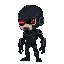 borg drone from star trek as a human with black body armor and cyber implants, face partly seen with a red laser instead of one eye