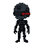 borg drone from star trek as a human with black body armor and cyber implants, face partly seen with a eye implant with a red laser