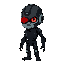 borg drone from star trek as a human with black body armor and cyber implants, face partly seen with a red laser instead of one eye