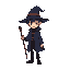 a boy witch, with a dark blue coat, a black under coat and a dark brown wand, simple and clean