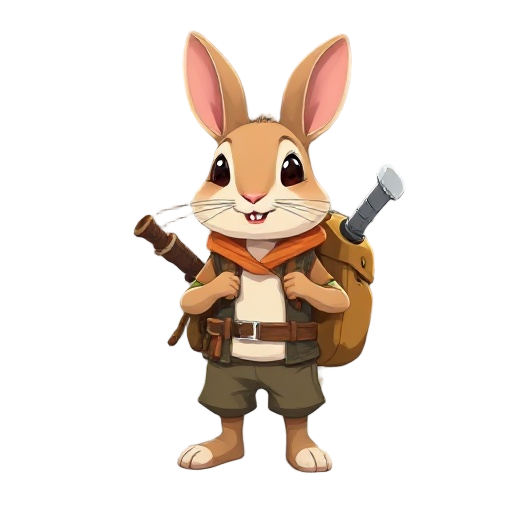 cute rabit adventurer with a backpack