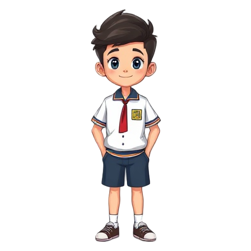 create a main boy character wearing a thai school uniform.