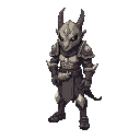 quero uma raposa antropomorfica cavaleira com uma armadura meio surrada feita de ossos de demonios