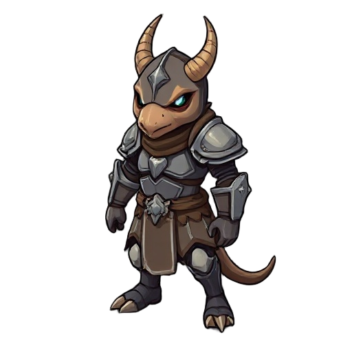 quero uma raposa antropomorfica cavaleira com uma armadura meio surrada feita de ossos de demonios