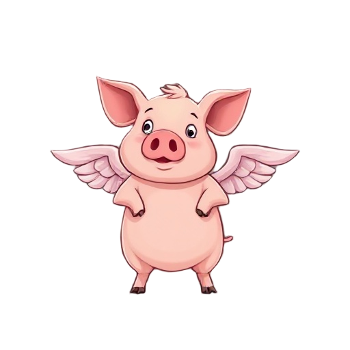 a pig with wings like a flappy bird game 