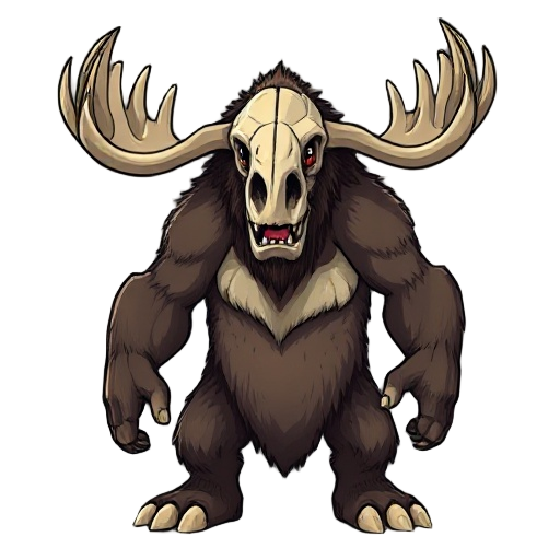 i want you to generate a monster with a bear body and a moose skull head.