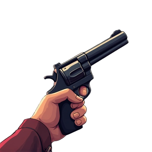 first person veiw of a handgun being held, simmilar to wolfenstien or doom retro.
