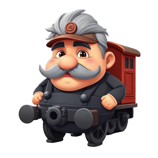 grey haired chubby railway mechanic with moustache