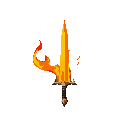 flaming sword with a fiery orange blade, vertical orientation