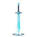 icy sword with a light blue crystal blade, vertical orientation