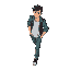 walking young man with 90's clothes 