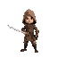 simple swordman, brown clothes with hood