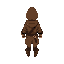 simple swordsman, back view, brown clothes with hood, details like belt, 