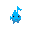an icon of a blue fish in the shape of a musical note in white background