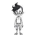 a horror souless white and black kid