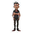 character of a skinny depressed middle-aged father, the art style is gritty and minimal .