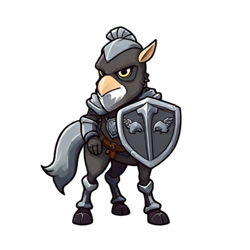 quiero un caballero con armadura tipo falcon (solo emblema en el pecho), y que tenga mucha relacion al video juego mmorp llamado tibia, algo mas masculino