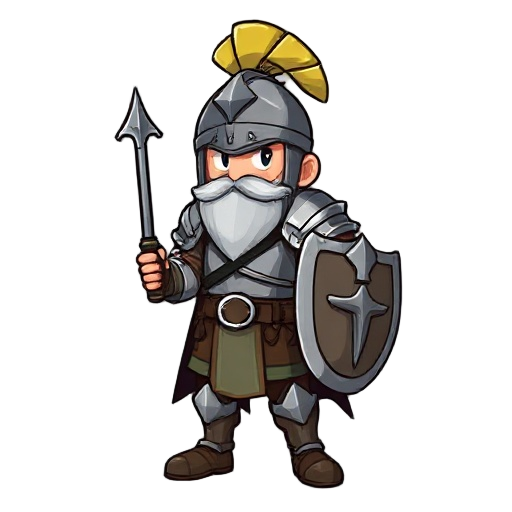 quiero un personaje tipo caballero medieval con armadura y que tenga mucha relacion al video juego mmorp llamado tibia, algo mas masculino