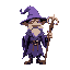 purple mage, wearing a staff, and big nose