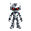 evil humanoid robot, silver. looks like a tesla robot