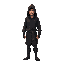 hooded man in black tunic