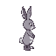 pixel art-style bunny standing in a side view, similar to a character in a retro video game. the bunny is facing slightly to the right, with its small arms and legs positioned as if ready to move, res