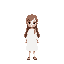 little girl in a white smock with long hair