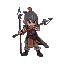 pixel art full-body character spear attack