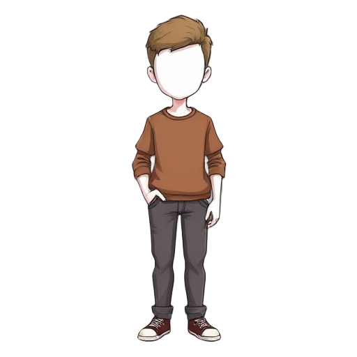 create an human with normal clothes without face ( white face )