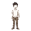 create an human with normal clothes without face ( white face )