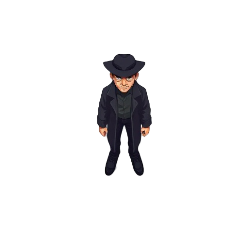 detective in black clothes all sides pixel