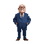 an old bald man a little overweight wearing a blue suit.