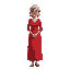 an mature woman wearing a red dress