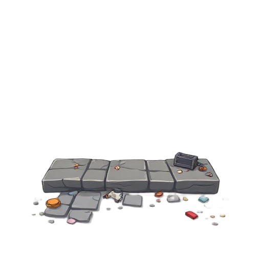 urban pavement and littered street floor side on platformer pixellated