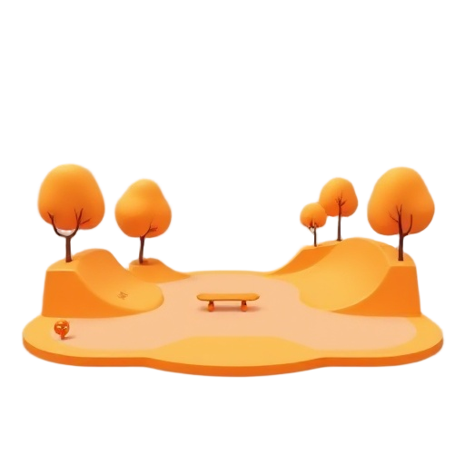 skateboard park, using mainly orange for the entire image