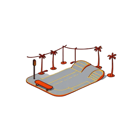 animated pixel gif, skateboard park, using mainly orange for the entire image, cyberpunk