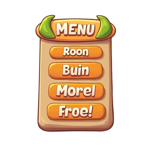 game menu for a mobile game, casual style, menu buttons, and background