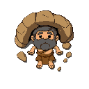 cartoon caveman,cel-shaded, flat colors, simple 2d game sprite