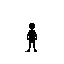 one-sentence summary: the image is a simple, minimalist depiction of a person, represented as a black silhouette against a solid black background. detailed description: the image features a single,