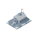 isometric diagonal view of an antarctic research hub building